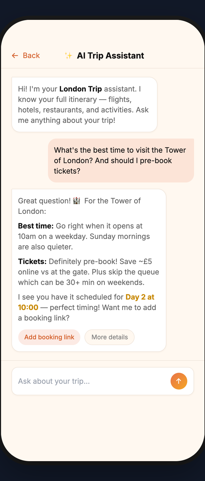 Trevoya AI trip planner chat